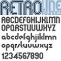 Retro triple line stripes font, pattern old style alphabet.