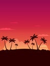 Retro tropical landscape with palms