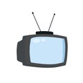 Retro TV with antenna. Television screen. Flat cartoon illustration