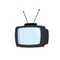 Retro TV with antenna. Television screen.