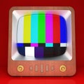 Retro TV with color bars on red background