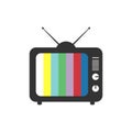 Retro TV with color frame icon. Problem television chanell symbol. Sign tv rainbow vector flat Royalty Free Stock Photo