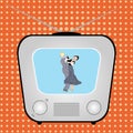 Retro TV with dancing couple on a retro comic background Royalty Free Stock Photo