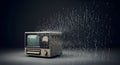 Retro TV Dissolving into Binary Code Technology Evolution and Digital Transformation Royalty Free Stock Photo