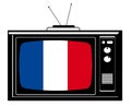 Retro Tv with flag of France