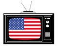 Retro Tv with flag of USA Royalty Free Stock Photo