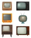 Retro tv. Household items of 80s style realistic electronic tv set news entertainment media movies decent vector Royalty Free Stock Photo