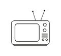 Retro TV icon in contour - vintage television