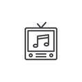 Retro tv with music note outline icon