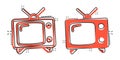 Retro tv screen vector icon in comic style. Old television cartoon illustration on white isolated background. Tv display splash Royalty Free Stock Photo