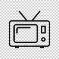 Retro tv screen vector icon in flat style. Old television illustration on white isolated background. Tv display business concept Royalty Free Stock Photo