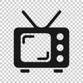 Retro tv screen vector icon in flat style. Old television illustration on white isolated background. Tv display business concept Royalty Free Stock Photo