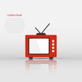 Retro tv screen vector icon in flat style. Old television illustration on white isolated background. Tv display business concept Royalty Free Stock Photo