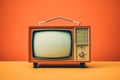 A retro TV set with rabbit ears, focusing on the grainy screen and the aesthetic of old technology Royalty Free Stock Photo