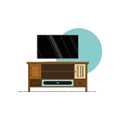 Retro tv stand and led tv vector design