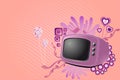 Retro tv with stylish sweet design elements