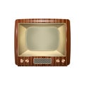 Retro tv with wooden case and blank screen. Isolated on white background. Royalty Free Stock Photo