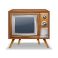 Retro TV in the wooden case - isolated on white ba Royalty Free Stock Photo