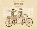 Retro tweed ride illustration