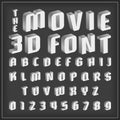 Retro type font, vintage typography with movie style