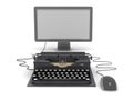 Retro typewriter, computer monitor and mouse Royalty Free Stock Photo