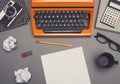 Retro typewriter desk hero header