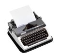 Retro typewriter with empty page. Isolated on white