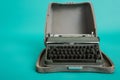 retro typewriter in open case on