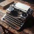 Retro Typewriter On Rustic Desk Royalty Free Stock Photo