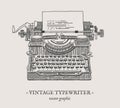 Retro typewriter vector vintage illustration