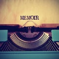 Retro typewriter and word memoir written with it