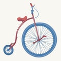 Retro cute unicycle. Vector isolated illustration