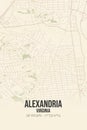 Retro US map of Alexandria, Virginia. Vintage street map.