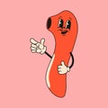 Retro vacuum vibrator mascot character. 40s, 50s, 60s old animation style.