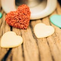 Retro valentine heart on old wood background. Royalty Free Stock Photo