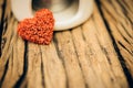 Retro valentine heart on old wood background. Royalty Free Stock Photo