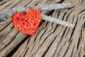 Retro valentine heart on old wood background. Royalty Free Stock Photo