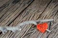 Retro valentine heart on old wood background. Royalty Free Stock Photo