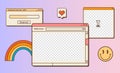 Retro vaporwave desktop wallpaper template. Abstract vintage aesthetic background. 80s 90s old computer user interface