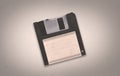A retro vaporwave themed old black aged floppy disk illustration background with copy space