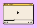Retro vaporwave video player in a popup system window with play bar, timeline, and interface buttons. 90s desktop media Royalty Free Stock Photo
