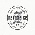 Retro Vector Bike Custom Restoration WorkShow Label Logo Template. Bicycle Pedals Vintage Style Illustration with