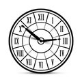 Retro Vector Clock Icon with Roman Numbers