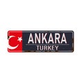 Retro vector illustration Ankara Turky. Travel souvenirs on old grunge damaged background.