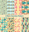8 Retro vector seamless patterns set Royalty Free Stock Photo