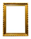 retro vertical golden wood picture frame isolated