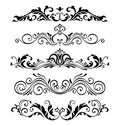 Retro victorian elements collection for Calligraphic Design. Genuine Floral Frame elements Royalty Free Stock Photo