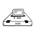 Retro video game console hand drawn doodle element Royalty Free Stock Photo