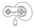 Retro video game controller or classical joystick with usb cable line art icon for apps or website Royalty Free Stock Photo