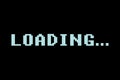 Retro video game LOADING text on black background, classic loading style,Wait for loading video, Internet with no signal,web